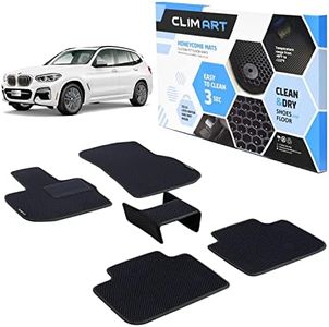CLIM ART WaterTrap Custom Fit Floor Mats for BMW X3 2018-2024/BMW X4 2019-2024, 1&2 Row, Car Mats Floor Liner, All-Weather, Car Accessories Man & Woman, Black/Black - FL011518230