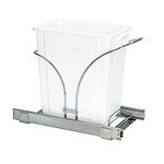 Household Essentials Glidez Chrome-Plated Steel Pull-Out/Slide-Out Discreet Single 5 Gallon Plastic Trash Can for Under Cabinet Use - Fits Standard Size Cabinet, Chrome and White