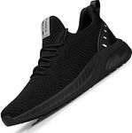 Feethit Mens Slip On Walking Shoes Blade Tennis Shoes Non Slip Running Shoes Lightweight Workout Shoes Breathable Mesh Fashion Sneakers, All Black, 12