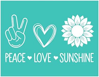 Briartw Peace Love Sunshine Silkscreen Stencil,Reusable Self-Adhesive Silk Screen Printing, Flower Sentiments for Home Decor/Printing on Wood/Fabric/Wall/Cup/Plate/Glass/Paper,8.5x11 inch