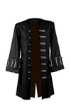 Marche Sydney Jack Sparrow Pirates of The Caribbean Johnny Depp Black Cotton Coat Jacket (XL)