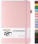 Smarpau Dotted Notebook A5, Bullet Dot Grid Journal with 180 Pages, Leather Journal for Women Men, No Bleed for Writing, Notepad for Office School Travel, 14.5 X 21 cm - Light Pink