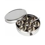 Mumma's LIFE Stainless Steel Masala Dabba/Spice Box with Plain Lid, 7 Containers and 1 Small Spoons (13 Inch)