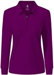 MoFiz Women's Long Sleeve Polo Shirts Cotton Golf Tops Casual Sports T-Shirt with 1/4 Zipper Purple Size M