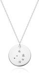 MEVECCO Sliver Necklace Coin Disc Zodiac 12 Constellation Libra Star Engraved Horoscope Sign Astrology Pendant Sliver Plated Chain Dainty Personalized Simple Jewelry