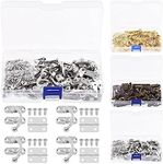 Glarks 20 Sets Antique Right Latch Hook Hasp Horn Lock Metal Swing Lock Clasp and 40Pcs Small Box Hinges with Replacement Screws for DIY Wood Jewelry Box Decoration (Silver)