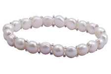 D.D Pearls white natural freshwater elastic pearl bracelet for women and girls a nice gift with brand authenticity certificate