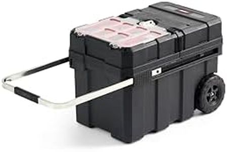Keter Masterloader Resin Rolling Tool Box with Locking System and Removable Bins – Perfect Organization and Storage Chest for Power Drill, Tape Measure, and Screwdriver Set, Black