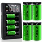 Taken CR2 Rechargeable Batteries with Charger, 3.7V 450mAh CR2 Battery, 8 Pack RCR2 Battery with 4-Ports Charger (Not for Arlo Batteries)