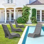 Homenjoy Pool Lounge Chairs Set of 4, Use in Pools Lounge Chairs up to 10-Inches of Water, Chaise Chairs with Headrest, Lounge Chair Outdoor, Fade-Resistant Pool Lounger for Deck
