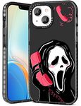 Qerrassa Black Skull Case for iPhone 13 6.1'' Cute Cartoon Character Kawaii Soft TPU Cover for Girly Girls Kids Boys Phone Cases Funny Pattern Fashion Protective Case for iPhone 13