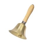 Hand Bell,5.9 Inch Hand Call Bell with Solid Brass Bell Wooden Handle Extra Loud Handbell Dinner Bell for Multi-Purpose for Weddings, Christmas, School, Service, Game, Animal