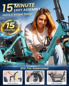 MOONCOOL 20" Folding Electric Trike – Adult 3-Wheel Bike