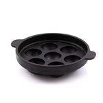 Bhagya Cast Iron Cookware Cast Iron Pre-Seasoned 7 Holes Large Paniyarakal Cavity (Appam Pan), Black