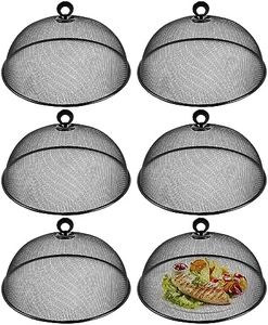 6 Pcs Metal Mesh Food Cover 11 Inch Mesh Food Tents Fly Fruit Screen Food Net Dome Screen Plate Covers for Dinner Plates Reusable Picnic Food Umbrella for Table, BBQ, Camping, Outside Parties