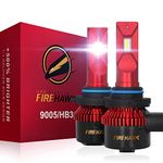 Firehawk 2024 New 9005/HB3/H10/9145 LED Headlight Bulbs, 25000LM Japanese Chips, 500% Brighter, 6000K Cool White, All-in-One Wireless Halogen Replacement Conversion Kit, Pack of 2