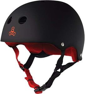 Triple Eight Sweatsaver Liner Skateboarding Helmet, Black Rubber w/ Red, X-Large