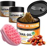 GREEONIL Raw Batana Oil with Scalp Massager Hair Brush for Hair Growth, Organic and Natural Dr Sebi Raw Batana Oil for Men Women, Prevents Hair Loss, Eliminate Frizzy, Damaged and Split Ends, 3 Pack