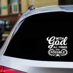 RAD with God All Things are Possible Vinyl Decal Sticker for Jeep Truck Windows Computer Wall Car - 5.5 inches White