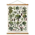 Vintage Tree Poster Hanger Frame, Retro Style Wall Art Prints, Printed on Linen with Natural Wooden Frames, Wall Hanging Decor