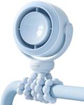 SWEETFULL Portable Stroller Fan, Pinch-Proof Baby Fan, 5-Speed Quiet Mini Clip on Fan, USB-C Rechargeable Battery, LED Display for Car Seat, Crib & Travel - Blue