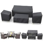 Outdoor Furniture Cover Waterproof, STARTWO Patio Furniture Covers 4 Piece Set, Heavy Duty 600D Patio Furniture Set Cover for Chairs, Couch, Table Coffee, Black