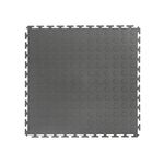 VersaTex Garage Floor 18 x 18 inch Square Plastic Coin Top Interlocking Floor Tiles for Home Gym, Garage Flooring, Trade Show Flooring, Basement Tiles, 16 Pack (Gray)