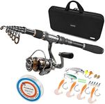 PLUSINNO Telescopic Fishing Rod and Reel Combos Full Kit, Carbon Fiber Fishing Pole, 12 +1 Shielded Bearings Stainless Steel BB Spinning Reel