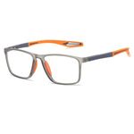 TR90 Photochromic Eyeglasses Anti Blue Light Blocking Sports Photochromatic Glasses Ultra Light UV Protection Eyewears (orange leg grey frame)