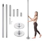 AW Portable 9.25FT Dance Pole Kit 45mm Removable Dancing Pole Professional Static Spinning Pole Dancing Pole for Home Party Pub Exercise, Max Load 1102 Lbs, Silver