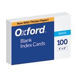 Oxford Blank Index Cards - 4" x 6", White, Premium Weight, 100 Cards per Pack