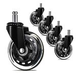 Volo Office chair wheels replacement rubber chair casters for hardwood floors and carpet, heavy duty office chair casters for chairs to replace office chair mats,Fits 98%(Pack of 5)