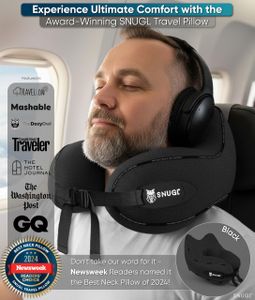 SNUGL Memory Foam Travel Pillow, Small – Black