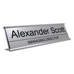 Badgemaster Custom Personalised Engraved Aluminium Office Home Desk Name Full Length Line Plaque Silver Gold Front Plate Bespoke Modern Gift Teacher Graduate Manager Assistant Executive