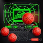 EagleStone Indoor Mini Basketball Hoop for Kids, Over The Door Basketball Hoops with LED Lighting, Mini Hoop with Scoreboard & 4 Balls, Perfect Basketball Toy Gift for Boys and Girls Ages 3-5,8-12