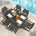Cozyman HDPS Outdoor Patio Dining Set, 7-Piece, All Weather Outdoor Table and Chairs, Resin Outdoor Kitchen Furniture Dining Sets for Outdoor Indoor, Patio, Lawn, Garden, and Backyard, Black