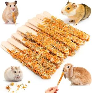 Abizoo Bunny Chew Toys for Teeth, Natural Chamomile Wooden Chew Sticks for Guinea Pigs, Rabbits & Small Animals - Safe Chew Toys for Teeth Grinding, Dental Care