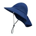 XIAOHAWANG Baby Sun Hats Toddler UPF 50+ Hat for Girl Boy Beach hat Kid Bucket Cap Infant Summer Caps Neck Flap (M(2-6 Years), Navy)