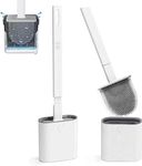 2 Pack Toilet Brush, Toilet Bowl Brush and Holder with Ventilated Holder, Toilet Scrubber with Silicone Bristles, Toilet Cleaner Brush for Deep Cleaning Floor Standing & Wall Mounted Without Drilling