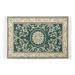 Odoria Dollhouse Area Rug Miniature: 1/12 Scale Throw Accent Rug Oriental for Vintage Living Room Kitchen - Mini Floor Carpet Border Vine Green