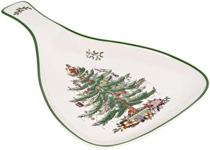 Spode Christmas Tree 13" Large Handled Paddle, Porcelain, for Kitchen Utensils - Mess-Free Cooking, Holiday Spoon Rest for Kitchen Counter & Stovetop - For Spatula, Spoon, Tongs