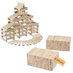 Navaris Wooden Blocks - 200 Piece Set - Building Blocks Construction Toys - Enhances Motor Skills and Hand-Eye Coordination - Ideal Garden Games and Outdoor Toys - Boost Creativity