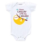 KNITROOT Mamu Family Special Onesies, Unisex Baby Kids Cotton Lycra Envelope Neck Half Sleeve White Romper, Bodysuit, Sleepsuit, Love Chillin With My Mamu, 0-3 Months, Infant Cloths for Boys & Girls