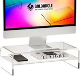 GOLDORCLE 2-Tier Acrylic Monitor Stand Riser Clear Computer Monitor Stand for Laptop PC Printer Computer Riser Acrylic Tray Laptop Storage Shelf