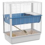 PawHut Large Hamster Cage with Accessories, Rat Cage Gerbil Habitat with Detachable Bottom, Ramps, Platform, Food Bowl, Water Bottle, 31" x 18" x 35"