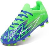 DREAM PAIRS Boys Girls Soccer Cleats Youth Firm Groud Football Shoes for Little/Big Kid,Size 2 Little Kid,Royal Blue/Neon Green,SDSO2401K