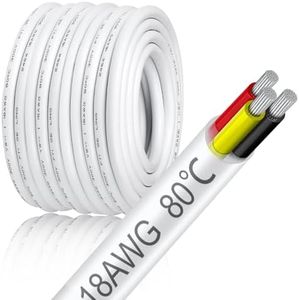100FT 16 Gauge 3 Conductor Electrical Wire, 16 AWG Stranded Low Voltage LED Cable, 16/3 Tinned Copper Hookup Wire, Insulated PVC Jackted Flexible Power Wire for LED Lamp Lighting Strip Automotive