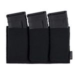 IDOGEAR Triple Mag Pouch Elastic Molle Magazine Pouches Open-top Carrier for M4/M16/AR/AK Rifle Magazines (Black)