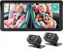Rohent Dual Baby Car Camera for 2-Kids: 6.9'' HD Split Screen with Auto Brightness 1080P Backseat Camera for Twins Infrared Night Vision - 360° Adjustable USB Easy Setup Ideal for SUVs Minivans