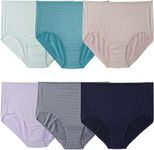 Fruit of the Loom Women's Breathable Underwear, Moisture Wicking Keeps You Cool & Comfortable, Available in Plus Size, Cooling Stripes - Plus Size Brief - 6 Pack - Colors May Vary, 10